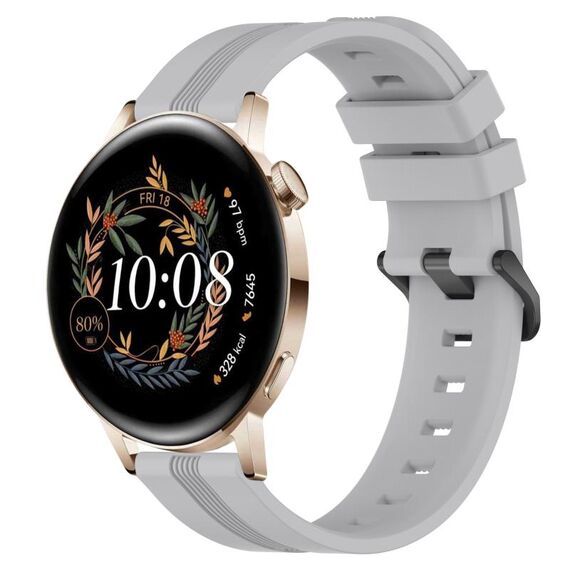 Per Huawei Watch GT3 42mm 20mm Cinturino in silicone a strisce concavo (grigio)