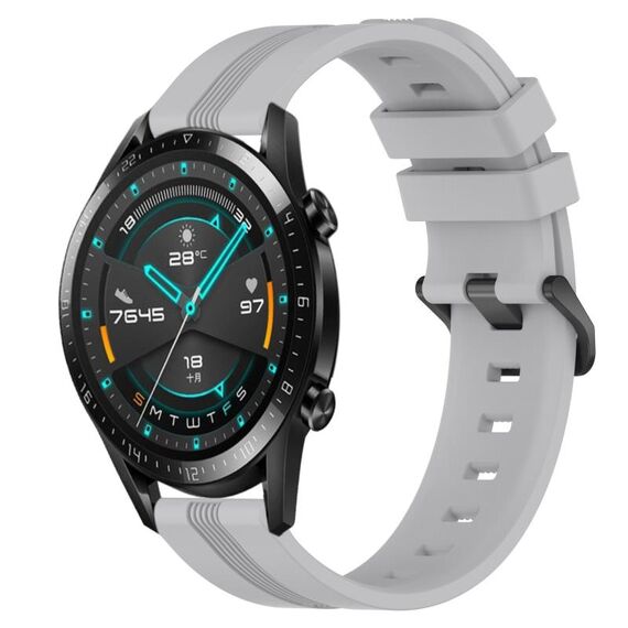 Per Huawei Watch GT2 42mm 20mm Cinturino in silicone a strisce concavo (grigio)
