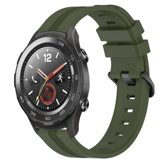 Per Huawei Watch 2 Cinturino Slicone a strisce concave da 20 mm (verde militare)