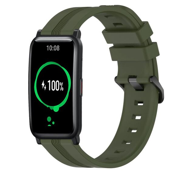 For Honor Watch ES 20mm Cinturino in silicone a strisce concave (verde militare)