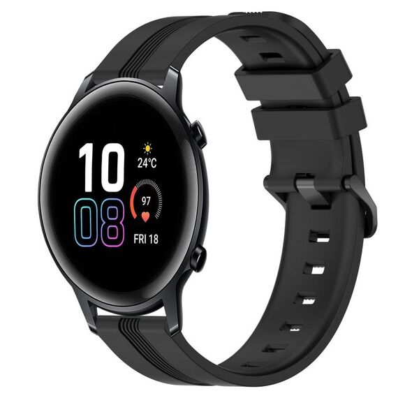 Per Honor MagicWatch 2 42mm 20mm Cinturino in silicone a strisce concavo (nero)