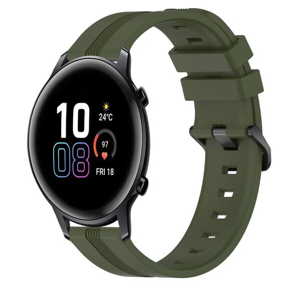 Per Honor MagicWatch 2 42mm 20mm Cinturino in silicone a strisce concave (verde militare)