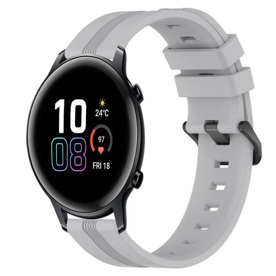 Per Honor MagicWatch 2 42mm 20mm Cinturino in silicone a strisce concavo (grigio)