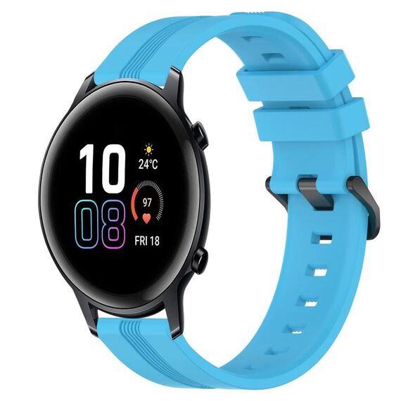 Per Honor MagicWatch 2 42mm 20mm Cinturino in silicone a strisce concavo (cielo blu)