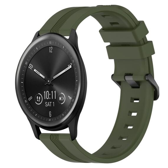 Per Garmin Vivomove Sport cinturino in silicone a strisce concave da 20 mm (verde militare)