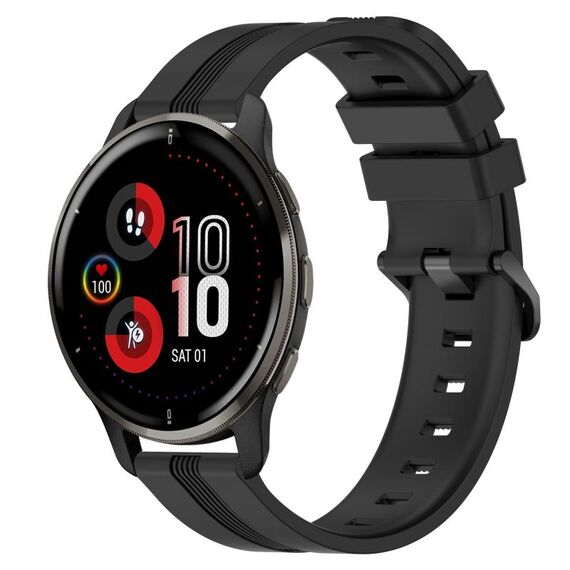 Per Garmin Venu 2 Plus cinturino in silicone a strisce concave da 20 mm (nero)