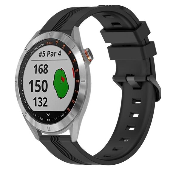 Per Garmin Approach S40 Cinturino in silicone a strisce concave da 20 mm (nero)