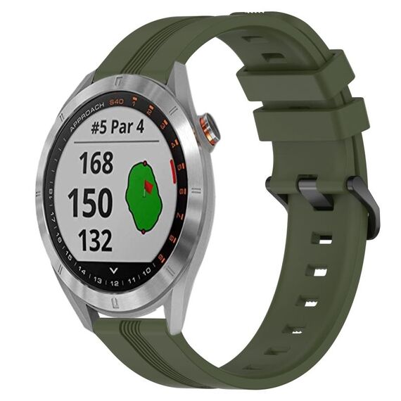 Per Garmin Approach S40 Cinturino in silicone a strisce concave da 20 mm (verde militare)