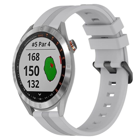 Per Garmin Approach S40 Cinturino in silicone a strisce concave da 20 mm (grigio)