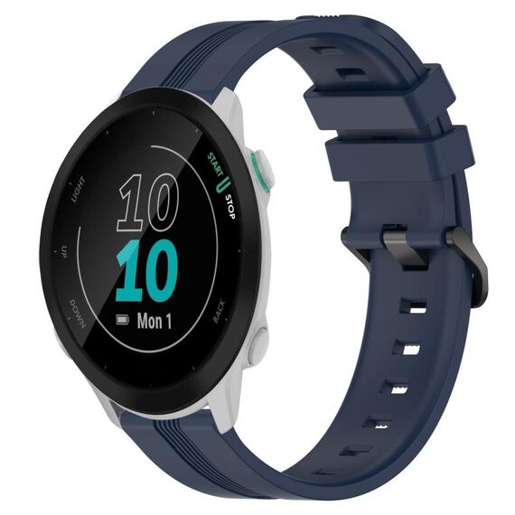 Per Garmin Forerunner 158 cinturino in silicone a strisce concavo da 20 mm (blu navy)