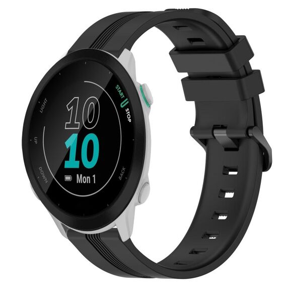 Per Garmin Forerunner 158 Cinturino in silicone a strisce concave da 20 mm (nero)