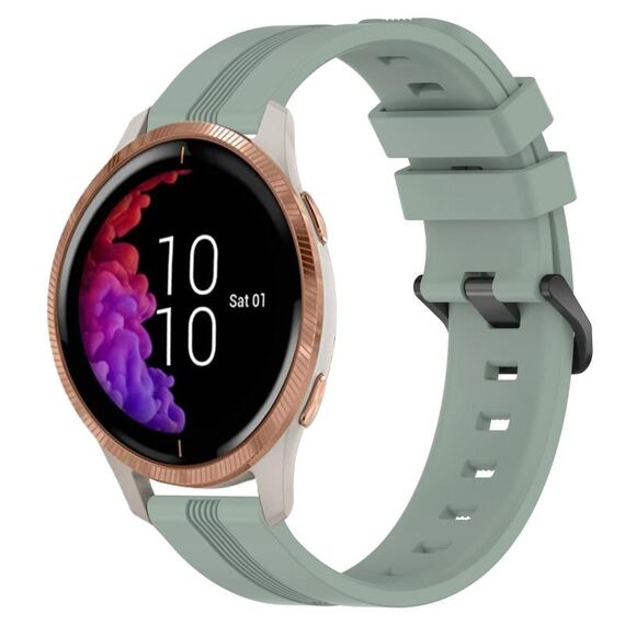 Per cinturino in silicone a strisce concave da 20 mm Garmin Venu (verde grigiastro)