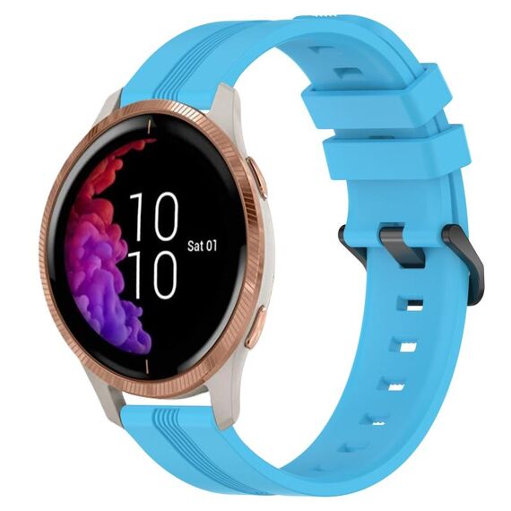 Per cinturino in silicone a strisce concave da 20 mm Garmin Venu (blu cielo)