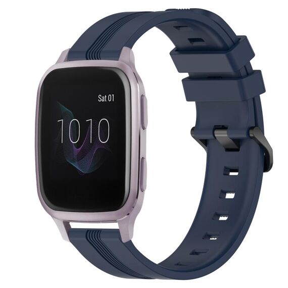 Per Garmin Venu SQ 20mm cinturino in silicone a strisce concave (blu navy)