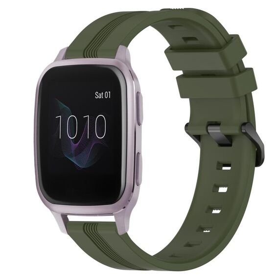 Per Garmin Venu SQ cinturino in silicone a strisce concave da 20 mm (verde militare)