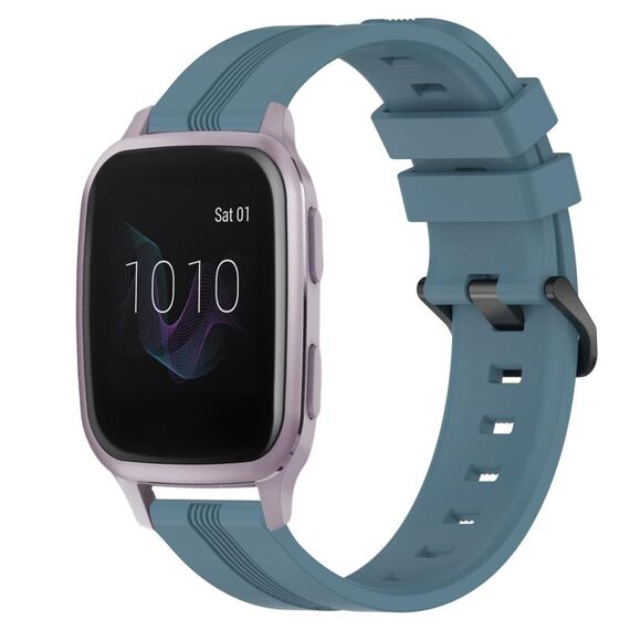 Per Garmin Venu SQ cinturino in silicone a strisce concave da 20 mm (Rock Cyan)