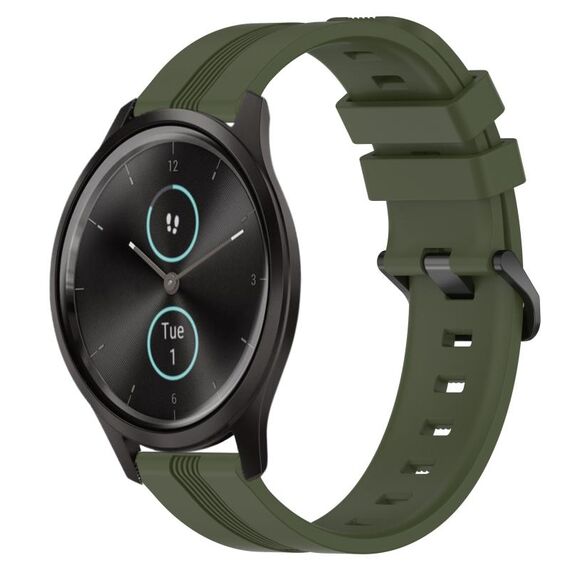 Per Garmin Garmin Move Style Cinturino in silicone a strisce concave da 20 mm (verde militare)