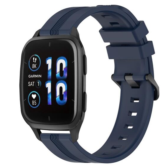 Per Garmin Forerunner Sq2 cinturino in silicone a strisce concave da 20 mm (blu navy)