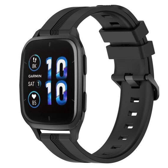 Per Garmin Forerunner Sq2 Cinturino in silicone a strisce concave da 20 mm (nero)