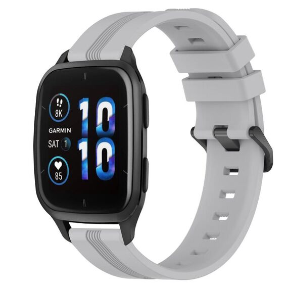 Per Garmin Forerunner Sq2 Cinturino in silicone a strisce concave da 20 mm (grigio)