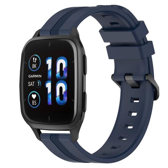Per Garmin Forerunner Sq2 Music Cinturino in silicone a strisce concave da 20 mm (blu navy)