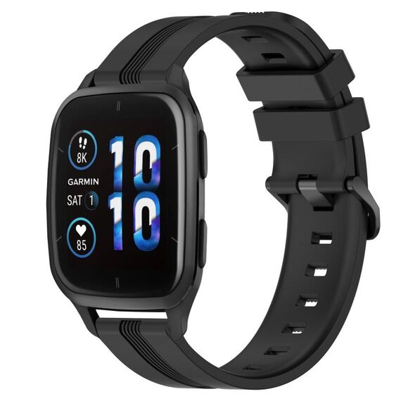 Per Garmin Forerunner Sq2 Music Cinturino in silicone a strisce concave da 20 mm (nero)