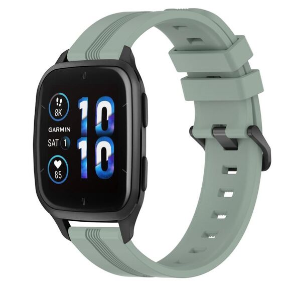 Per Garmin Forerunner Sq2 Music Cinturino in silicone a strisce concave da 20 mm (verde grigiastro)
