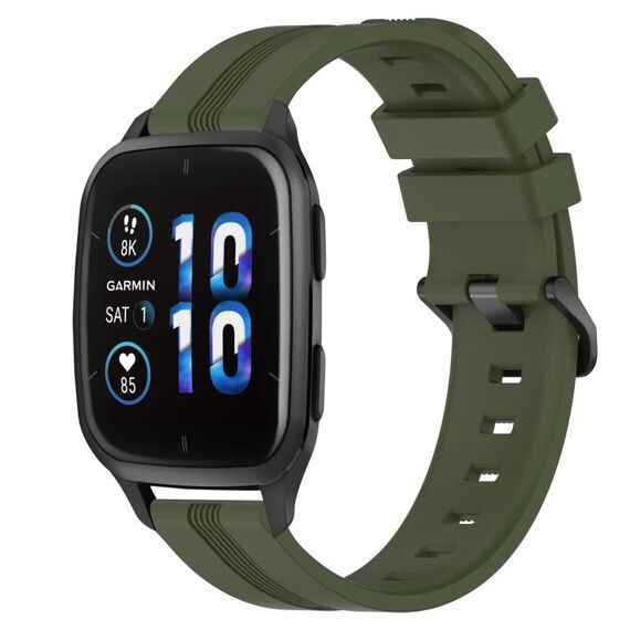Per Garmin Forerunner Sq2 Music Cinturino in silicone a strisce concave da 20 mm (verde militare)