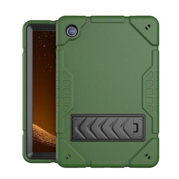 Custodia per tablet PC ibrida in silicone con supporto per armatura per Samsung Galaxy Tab A8 (verde militare nero)