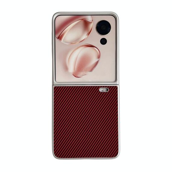 Per Honor Magic V Flip Custodia pieghevole per telefono in Kevlar in pelle in fibra di carbonio (rossa)