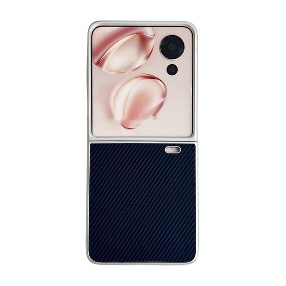 Per Honor Magic V Flip Custodia pieghevole per telefono in Kevlar in pelle in fibra di carbonio (blu scuro)