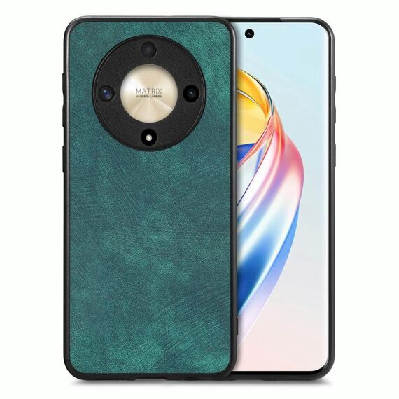 Custodia per telefono con cover posteriore per PC in pelle vintage per Honor X9b (verde)