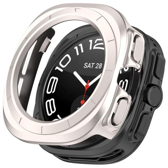 Per Samsung Galaxy Watch 7 Ultra 47mm Custodia protettiva per orologio PC scavata a mezza copertura (Starlight)