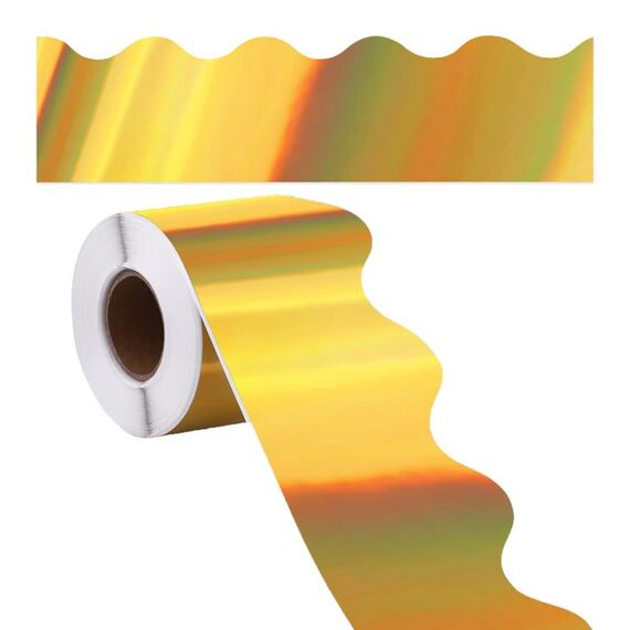 Decorazione del bordo della bacheca di carta con bordo dorato al laser a forma di ventaglio da 7,6 cm x 15 m