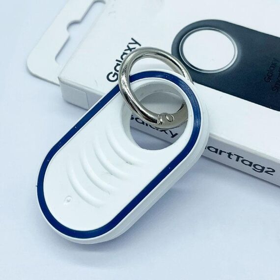 Custodia protettiva in silicone per Samsung Galaxy SmartTag2 Portachiavi con prevenzione della perdita di posizionamento (bianco)