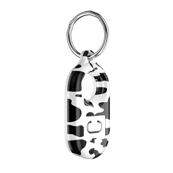 Per Samsung Galaxy SmartTag2 Tracker Custodia protettiva per PC con portachiavi, colore: mucca nera