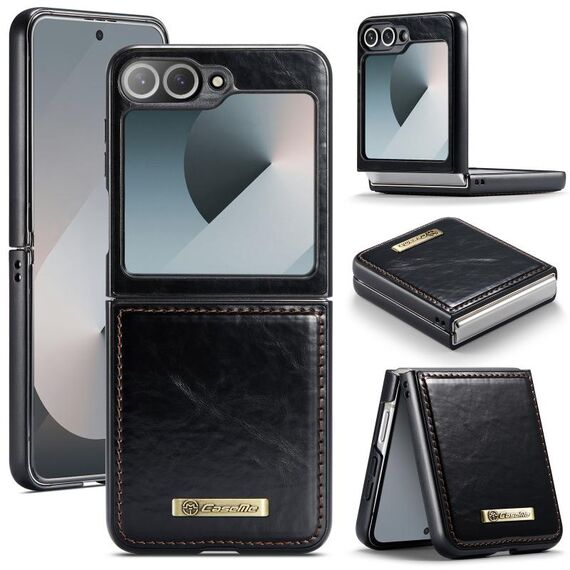 Per Samsung Galaxy Z Flip6 5G CaseMe 003 Custodia in pelle con texture Crazy Horse (Nero)