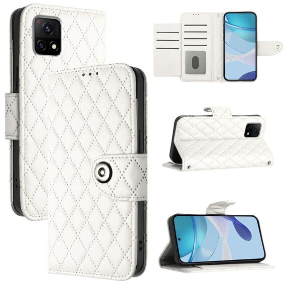 Per vivo Y52s 5G / iQOO U3 Custodia per cellulare in pelle con texture rombica con cordino (bianca)