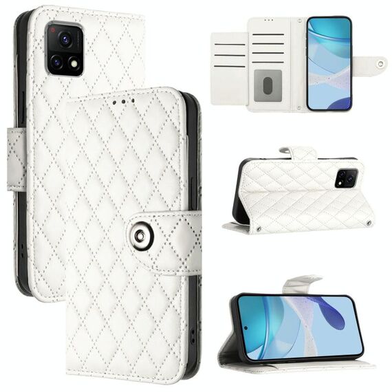 Per vivo Y31s 5G / Y72 5G India Custodia per telefono in pelle con texture rombica con cordino (Bianco)