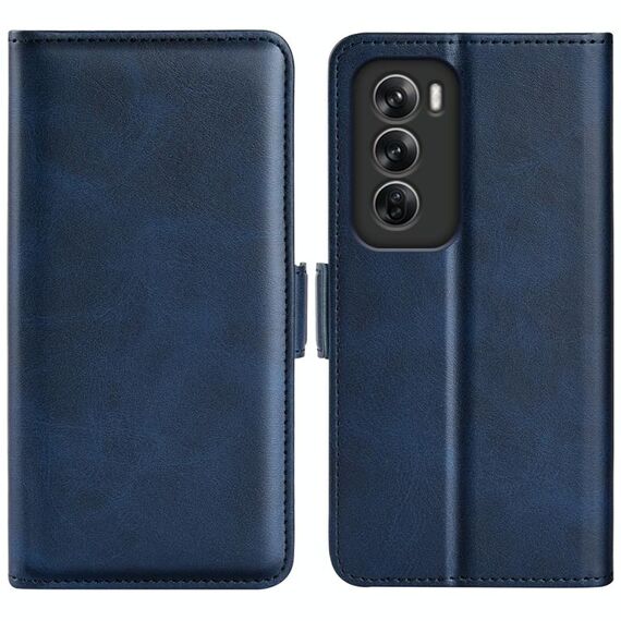 Per OPPO Reno12 Pro 5G Custodia per telefono in pelle con chiusura orizzontale con fibbia magnetica dual-side globale (blu scuro)