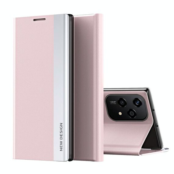 Custodia per telefono in pelle ad adsorbimento elettrolitico laterale globale per Honor 200 Lite (rosa)