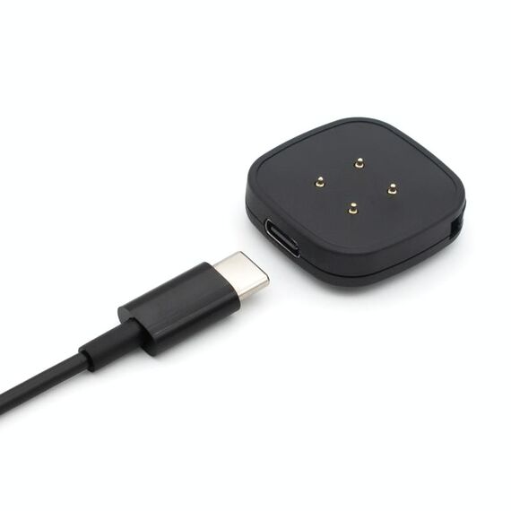 Per Fitbit Versa 4 Caricabatterie magnetico per orologio intelligente con interfaccia USB-C / Type-C rimovibile portatile (nero)