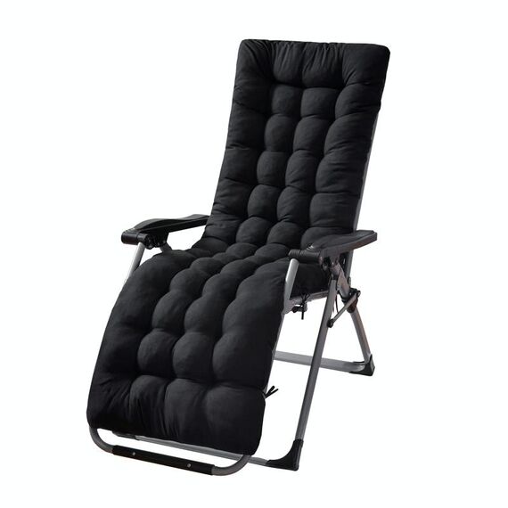 Cuscino per poltrona reclinabile da giardino ispessito 170x53x8 cm Cuscino per sedia a dondolo da giardino (nero)