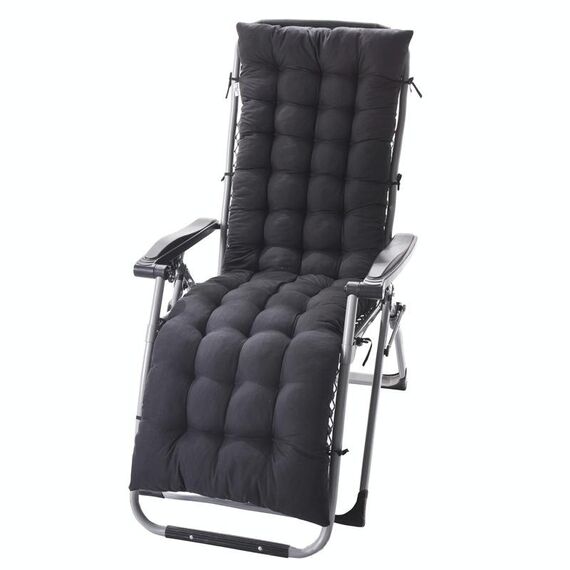 Cuscini reclinabili per la casa morbidi e spessi 125x48x8 cm Cuscini per sedie a dondolo da giardino (nero)
