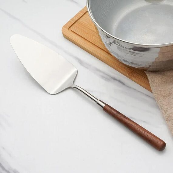 Utensili da cucina con manico in noce in acciaio inossidabile 304, gadget da cucina per ristoranti domestici, stile: spatola per torte