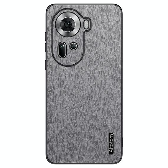 Per OPPO Reno11 Custodia per cellulare antiurto in pelle Global Tree Bark (grigia)