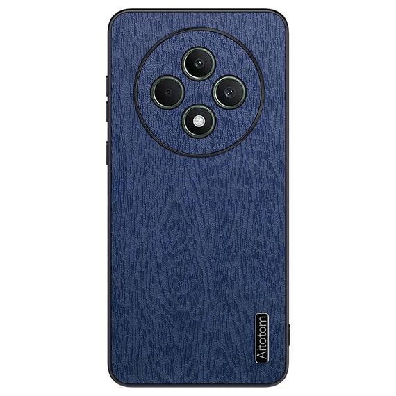 Per OPPO Reno12 F 5G Custodia per telefono antiurto in pelle corteccia di albero (blu)