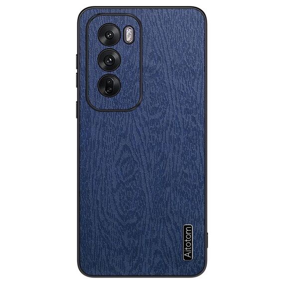 Per OPPO Reno12 Pro Custodia per telefono antiurto in pelle corteccia di albero globale (blu)