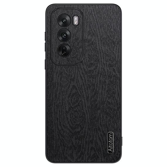 Per OPPO Reno12 Custodia antiurto in pelle di corteccia d'albero globale (nero)