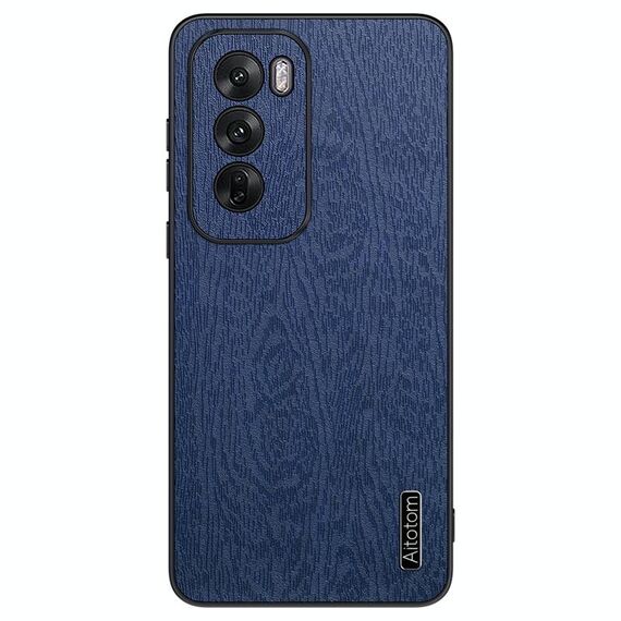 Per OPPO Reno12 Custodia per telefono antiurto in pelle corteccia di albero globale (blu)